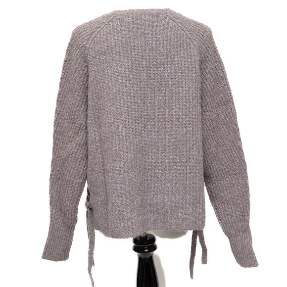 Anthropologie John + Jenn Oversized Lavender Side Tie Sweater Size Small - Picture 2 of 13